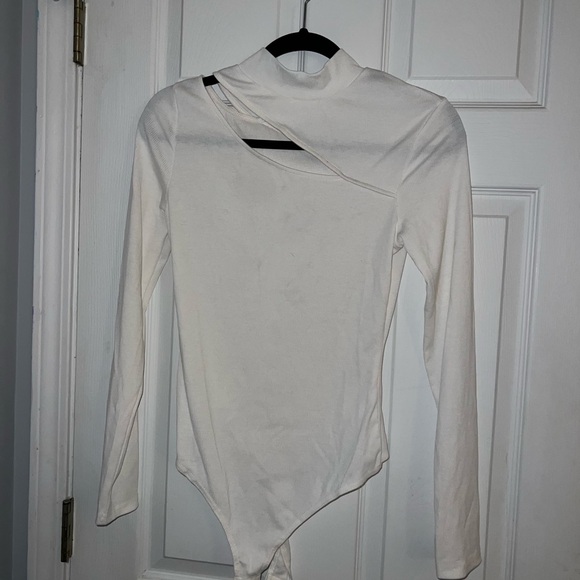 White Bodysuit with Cutout - Picture 1 of 3